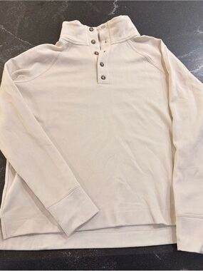 Duck Camp Cream Waffle Knit Henley sweater